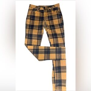 ROCKS & INDIGO Yellow Gold Black Plaid Jeans Skinny Leggings Size 10